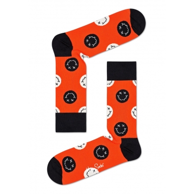 Happy Socks Skarpetki dzienne Crew Halloween Smiley pomarańczowe 1 para