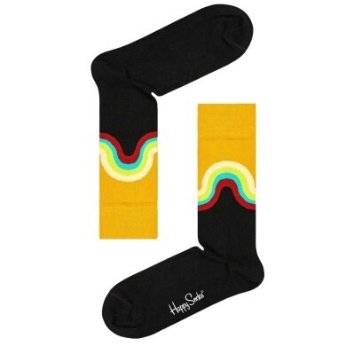 Happy Socks Skarpetki dzienne Crew Jumbo Wave czarne/żółte - 1 para