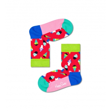 Happy Socks Skarpetki Dziecięce Crew Ice Cream (Lody) magentarot - 1 Para