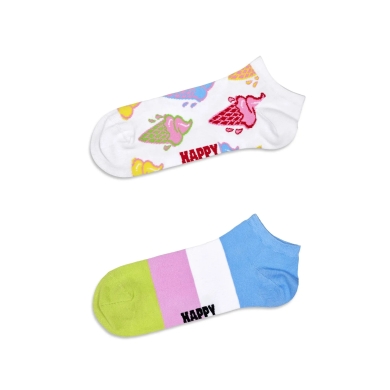 Happy Socks Skarpetki Dzienna Sneaker Low Lody & Pasek biały/wielokolorowy - 2 pary