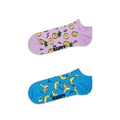 Happy Socks Skarpetki Dzienna Sneakers Niskie Owoce (Ananas/Banan) fioletowy/niebieski - 2 Pary