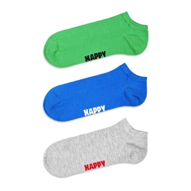 Happy Socks Skarpetki dzienne Sneaker Low Solid zielony/niebieski/szary - 3 pary