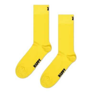 Happy Socks Skarpetki dzienne Crew Solid żółte - 1 para