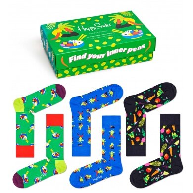 Happy Socks Skarpetki codzienne Crew Healthy Lifestyle Zestaw prezentowy 3 szt.