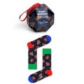 Happy Socks Skarpetki dzienne Crew Pierniczki niebiesko/brązowe <b>Box prezentowy </b> - 1 para