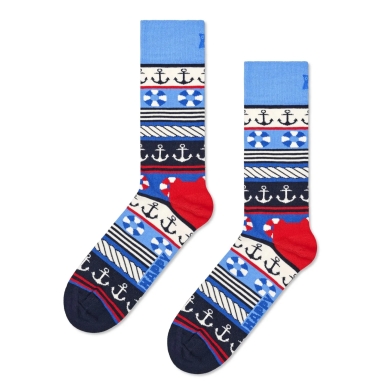 Skarpetki Happy Socks Tagessocke Crew Morski Mix niebieskie - 1 Para