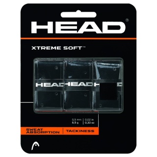 Head Overgrip Xtreme Soft 0.5mm (Uniwersalny/gładki/perforowany/chropowaty) czarny 3 szt.