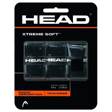 Head Overgrip Xtreme Soft 0.5mm (Uniwersalny/gładki/perforowany/chropowaty) czarny 3 szt.