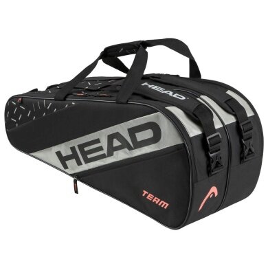 Head Torba na rakiety tenisowe Team Racquet Bag L (Torba na rakiety, 2 główne komory) 2024 czarna/szara 9-rakietowa