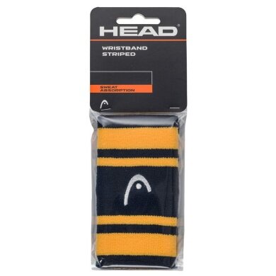 Head Opaska na nadgarstek Striped Jumbo granatowo/żółta - 2 sztuki