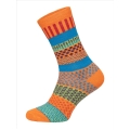 HomeOfSocks Skarpety wełniane Hygge wielokolorowe pomarańczowy/niebieski/zielony - 1 para