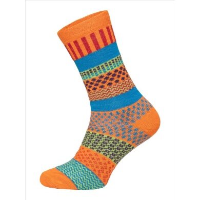 HomeOfSocks Skarpety wełniane Hygge wielokolorowe pomarańczowy/niebieski/zielony - 1 para