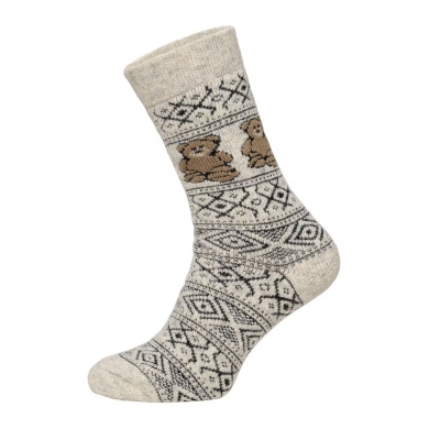 HomeOfSocks Skarpetki wełniane Skandynawskie Teddy wełnobiałe - 1 para