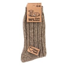 HomeOfSocks Skarpety wełniane 100% wełna virgin brązowe - 2 pary