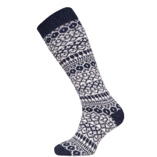 HomeOfSocks Skarpety do kolan Skandynawskie Norwegia (wełna owcza) granatowe - 1 para