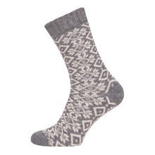 Skarpety wełniane HomeOfSocks Hygge wzór zimowy szary damskie - 1 para