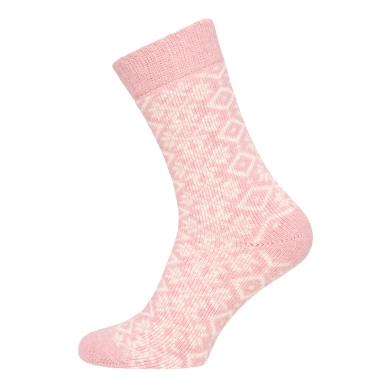 Skarpety wełniane HomeOfSocks Hygge wzór zimowy różowy damskie - 1 para