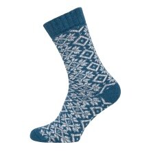 Skarpety wełniane HomeOfSocks Hygge wzór zimowy niebieski damskie - 1 para