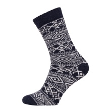 Skarpety wełniane HomeOfSocks Hygge (wełna, skandynawski design) granatowe - 1 para