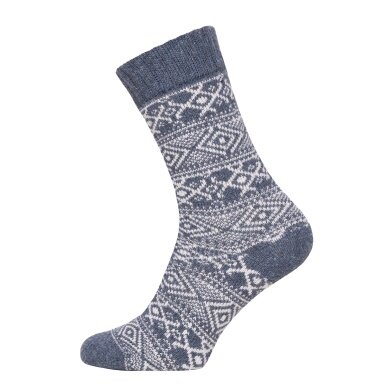 Skarpety wełniane HomeOfSocks Hygge (wełna, skandynawski design) niebieskie dżinsy - 1 para