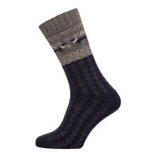 Skarpety wełniane HomeOfSocks Grube Skandynawskie Renifery granatowe/szare - 1 para