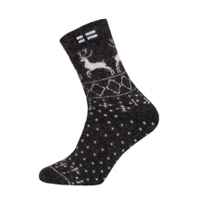 HomeOfSocks Skarpetki wełniane Grube Flaga Skandynawia Finlandia antracytowy/ecru - 1 para