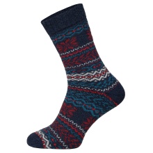 HomeOfSocks Skarpety wełniane Hygge w norweskim wzorze granatowo-szare-kolorowe - 2 pary