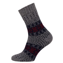 HomeOfSocks Skarpetki wełniane Hygge Kolorowe Jacquard ciemnoszare/czerwone - 1 para