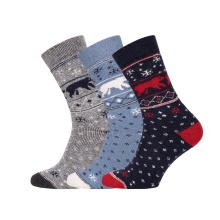 HomeOfSocks Skarpetki wełniane Hygge Ice Bear szare - 1 para