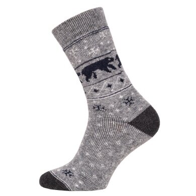 HomeOfSocks Skarpetki wełniane Hygge Ice Bear szare - 1 para