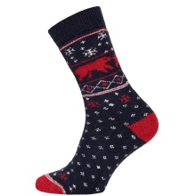 HomeOfSocks Skarpety wełniane Hygge Ice Bear granatowe - 1 para