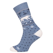 HomeOfSocks Skarpety wełniane Hygge Ice Bear jasnoniebieskie - 1 para