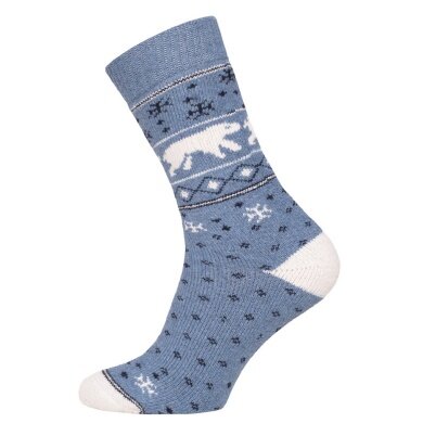 HomeOfSocks Skarpety wełniane Hygge Ice Bear jasnoniebieskie - 1 para