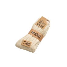 HomeOfSocks Skarpety wełniane 100% naturalne ciepłe kremowe - 2 pary