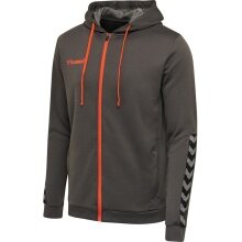 hummel Sportowa bluza z kapturem hmlAUTHENTIC Poly Zip Hoodie (strukturalny poliester) z kapturem szary asfaltowy Mężczyźni