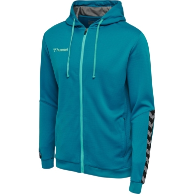 hummel Sportowa bluza z kapturem hmlAUTHENTIC Poly Zip Hoodie (strukturalny poliester) z kapturem niebiesko-zielona męska