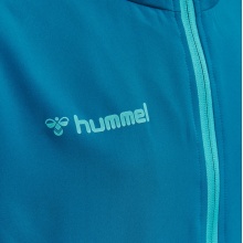 hummel Sportowa kurtka treningowa hmlAUTHENTIC Micro Jacket (tkanina, z kieszeniami na zamek błyskawiczny) niebiesko-zielona dziecięca