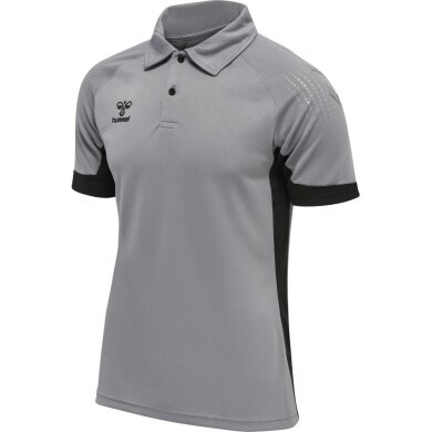 hummel Sport-Polo hmlLEAD Functional (Materiał siatkowy) Krótki rękaw szary/czarny Mężczyźni