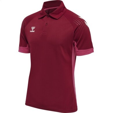 hummel Sport-Polo hmlLEAD Functional (Materiał siatkowy) Krótki rękaw bordowy/czerwony Mężczyźni