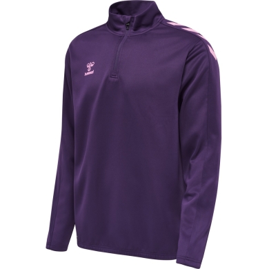 hummel Sportowa koszulka z długim rękawem hmlCORE XK Half-Zip Poly Sweat (materiał poliestrowy) fioletowa męska