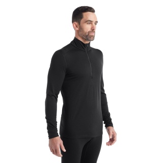 Icebreaker Bielizna Długa Koszulka z Half-Zip 200 Oasis LS - Wełna merino, dopasowana - czarna Mężczyźni