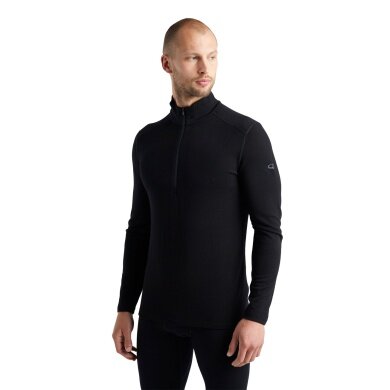 Icebreaker Bielizna termiczna z długim rękawem 260 Tech Half-Zip - wełna merino, dopasowana - czarna męska