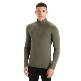 Icebreaker Bielizna Termiczna Longsleeve Half-Zip 200 Oasis LS - Wełna Merino, dopasowana - zielony lodowy Mężczyźni