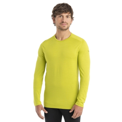 Icebreaker Bielizna Termiczna Longsleeve 200 Oasis LS Crewe - Wełna Merino, dopasowana - limonkowa Męska