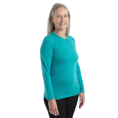 Icebreaker Bielizna Termiczna Longsleeve 200 Oasis LS Crewe - Wełna Merino, dopasowana - zielona Damska