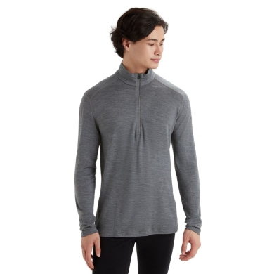 Icebreaker Bielizna termiczna z długim rękawem 260 Tech Half-Zip - wełna merino, dopasowana - szara męska