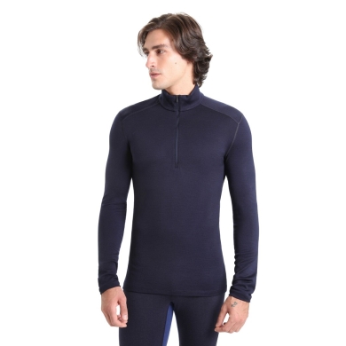 Icebreaker Bielizna Termo-Długi Rękaw 260 Tech Half-Zip - Wełna Merino, dopasowana - granatowa Męska