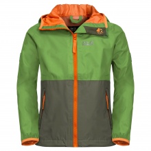 Jack Wolfskin Kurtka przeciwdeszczowa Rainy (wiatr- i wodoodporna) zielona dziecięca