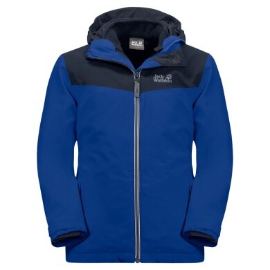 Jack Wolfskin Kurtka zimowa Snowfrost 3w1 (wodoodporna i wiatroszczelna, ciepła wewnętrzna kurtka z polaru) niebieska dziecięca