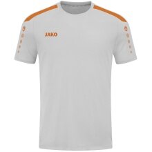 JAKO Koszulka sportowa Trikot Power (Poliester-Interlock, wytrzymała) jasnoszara/pomarańczowa dziecięca